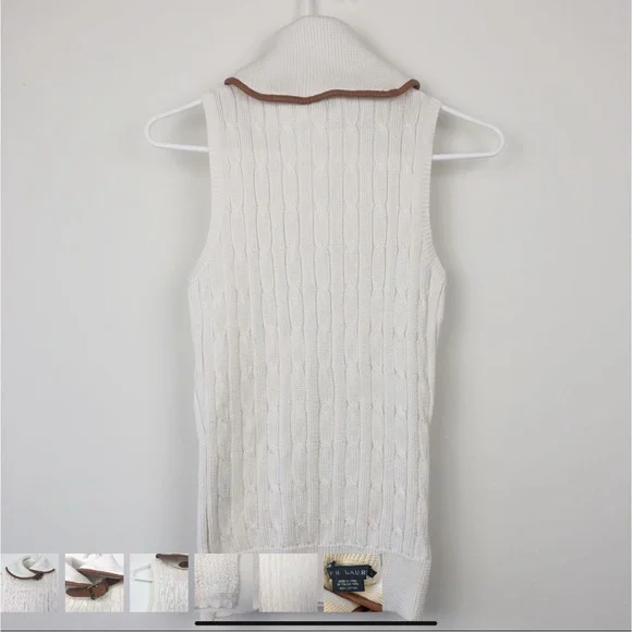 Ralph Lauren Blue Label Cream Cable Knit Turtleneck Buckle Sweater - Picture 2 of 8